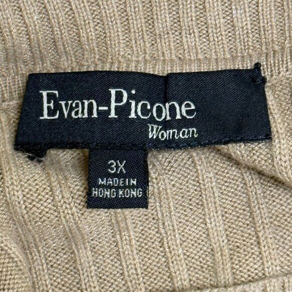 Evan Picone Plus Size 3X Tan Ribbed Mock Neck Sweater Long Sleeve Pullover - Picture 12 of 16